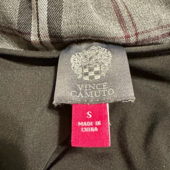 Vince Camuto Heather Grey Charcoal Checkered Plaid Puffer Jacket Size Small - Picture 10 of 11